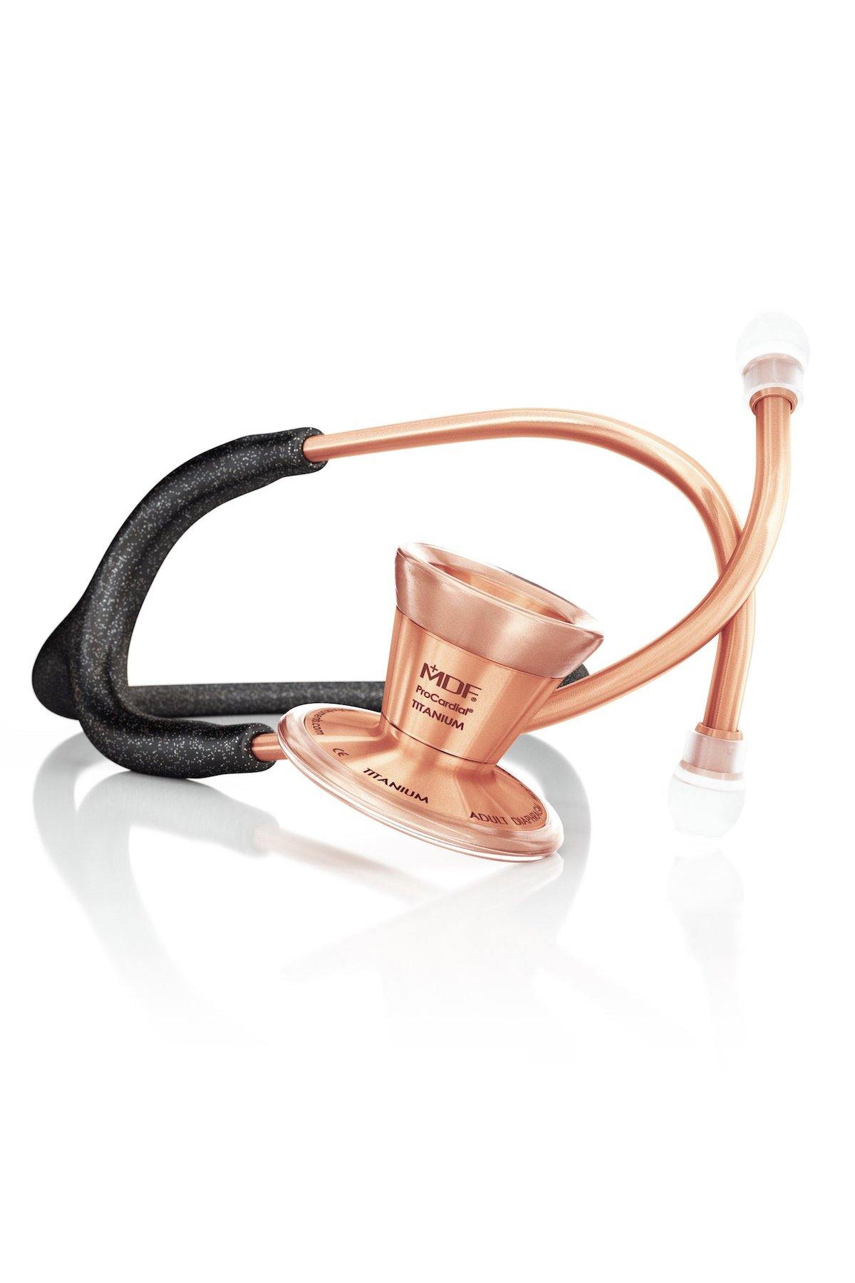 Procardial® Titanium Cardiology Stethoscope - Black Glitter Rose Gold