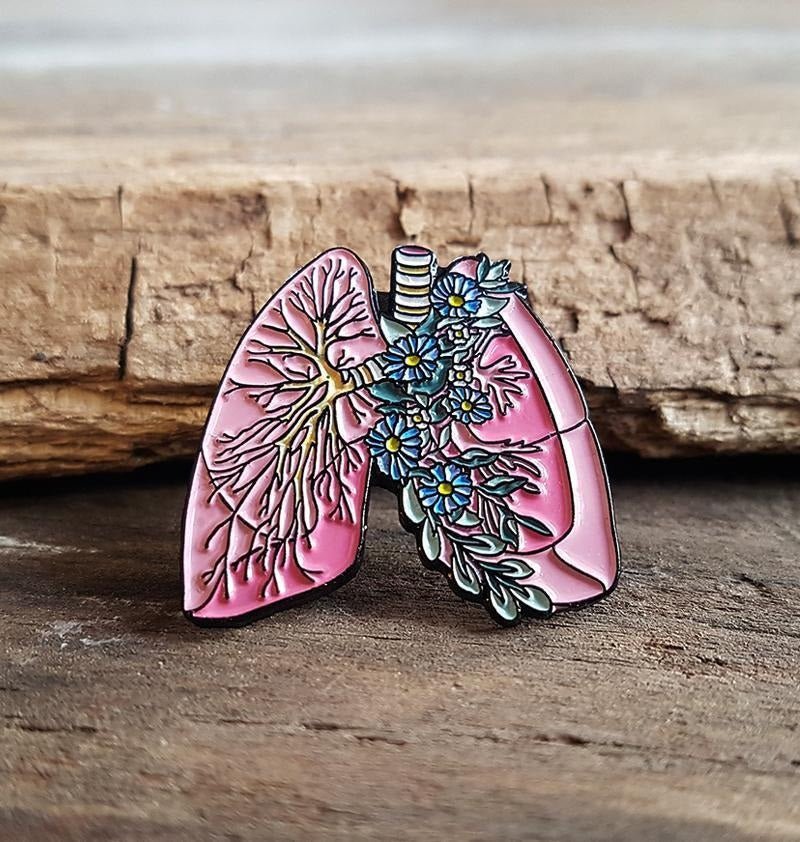 Floral Lung Enamel Pin