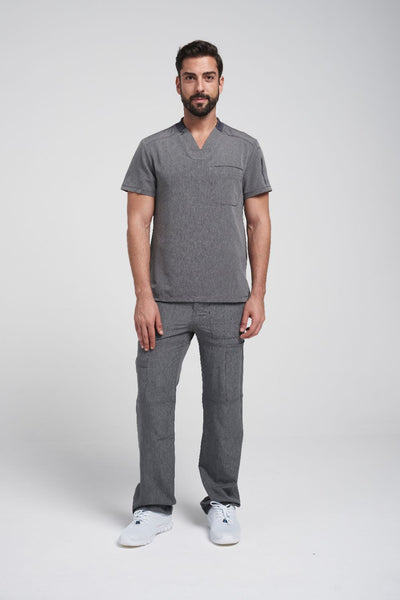 Dynamix Men's V-Neck Top & Fly Cargo Pant Scrub Set