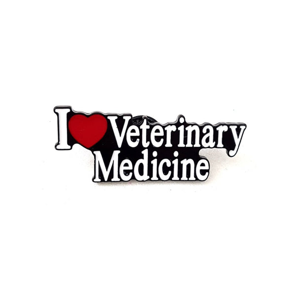 I Love Veterinary Medicine Pin