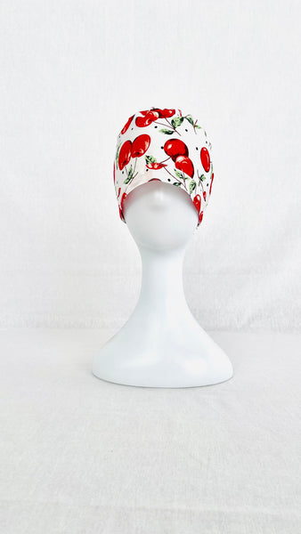 Cherry White Printed Surgical Hat
