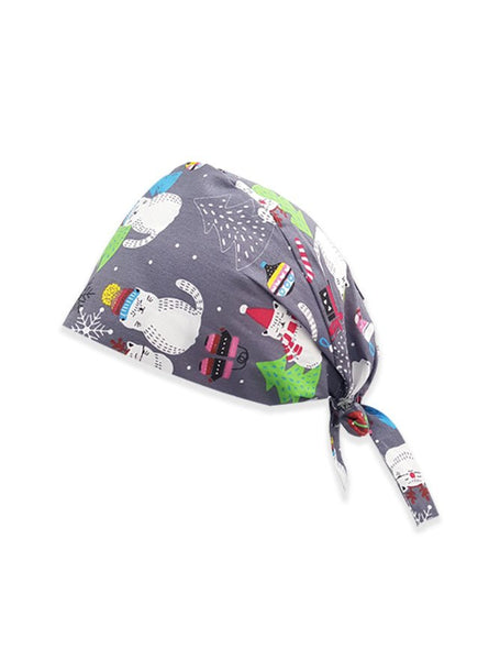Christmas Cat Printed Surgical Hat