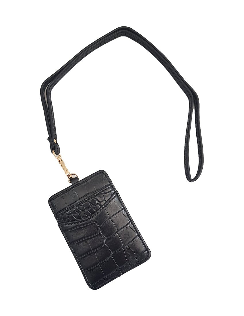 Crocodile Leather ID Wallet Lanyard, 14th view