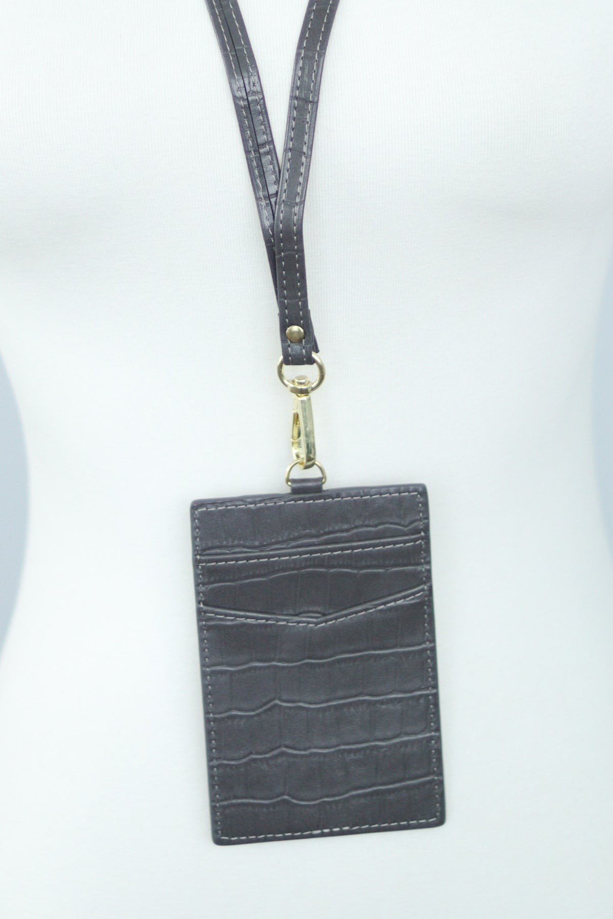 Crocodile Leather ID Wallet Lanyard, seventh view