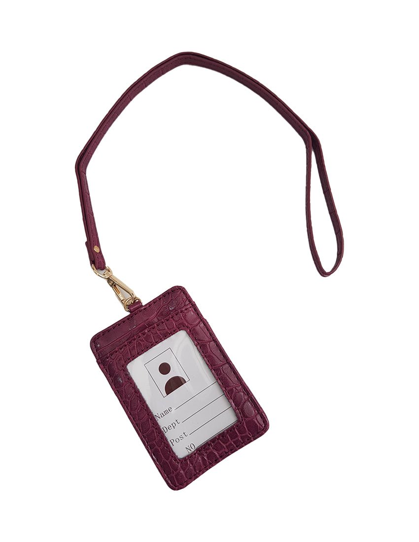 Crocodile Leather ID Wallet Lanyard, sixth view