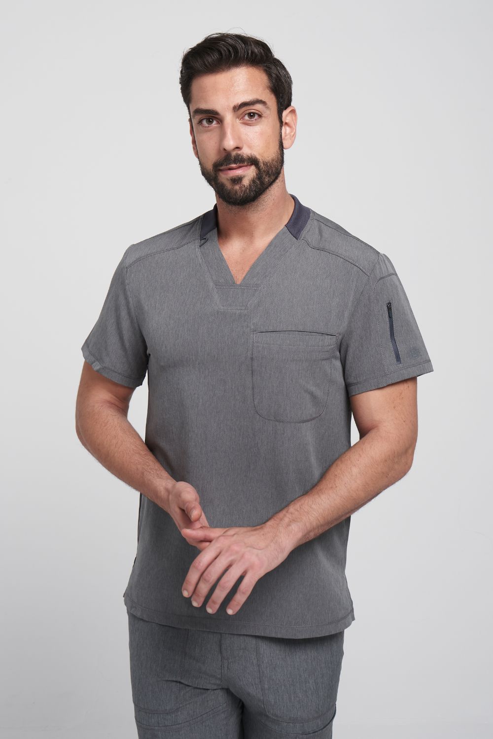 Dynamix Men's V-Neck Top & Fly Cargo Pant Scrub Set, fourth view