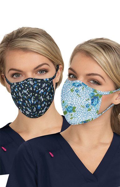 Reversible Fashion Mask Pack of 2 - Floral Leopard/Ditsy Floral Blue