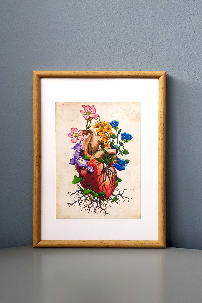 Heart Flower Anatomy - Framed Medical Art