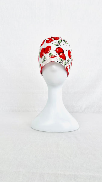 Cherry White Printed Surgical Hat