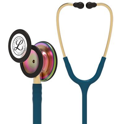 3M™ Littmann® Classic III™ Monitoring Stethoscope, Rainbow-Finish, Caribbean Blue Tube, 27 inch, 5807